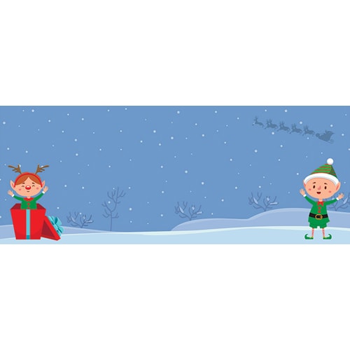 Christmas Elves Blue Design Large Personalised Banner- 10ft x 4ft