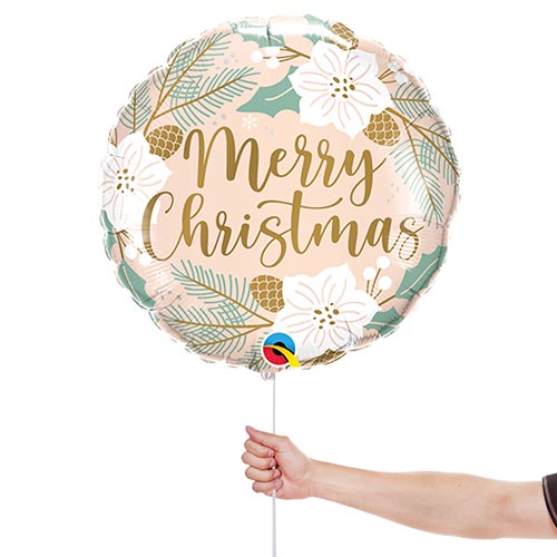 Christmas Floral Round Foil Helium Balloon 46cm / 18 in Product Gallery Image