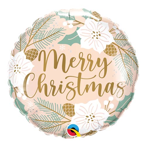 Christmas Floral Round Foil Helium Balloon 46cm / 18 in