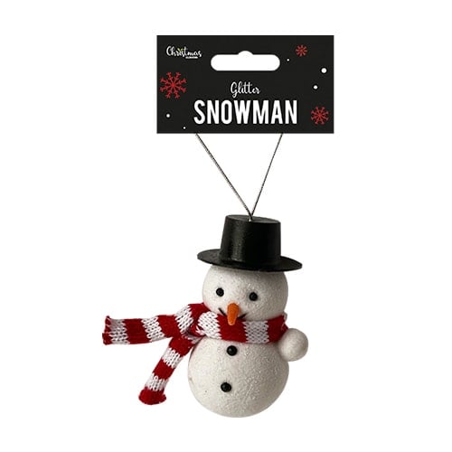 Christmas Glitter Snowman Hanging Tree Decoration 8cm Product Image