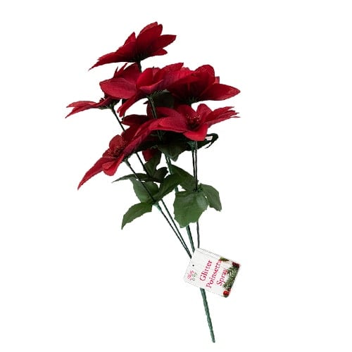 Christmas Glittered Poinsettia Bouquet Decoration 40cm Product Image