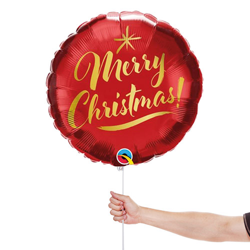 Christmas Gold Script Red Round Foil Helium Balloon 46cm / 18 in Product Gallery Image