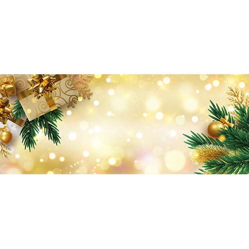 Christmas Golden Glitter Design Medium Personalised Banner - 6ft x 2.25ft