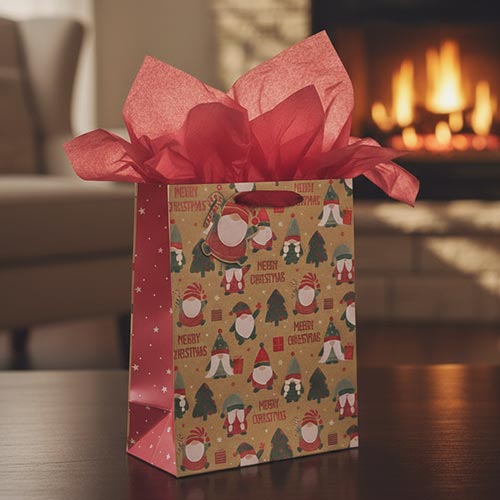 Christmas Gonks Medium Kraft Gift Bag 25cm
