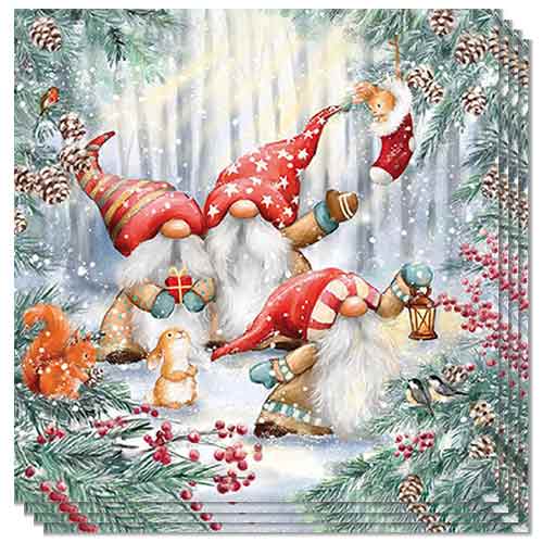 Christmas Gonks Woodland Forest Premium Decoupage Luncheon Napkins 3 Ply 33cm - Pack of 20 Product Gallery Image