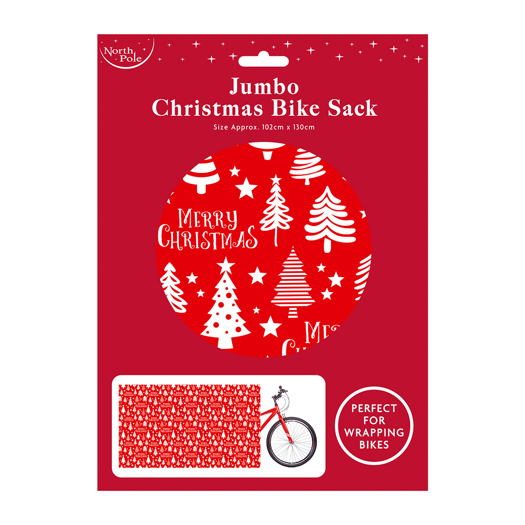 Large Bike Christmas Present Plastic Red Gift Sack 130cm View 2