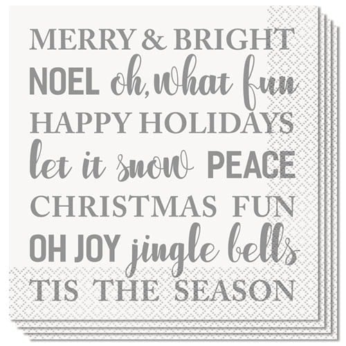 Merry and Bright Christmas White Paper Luncheon Napkins 33cm 2 Ply - Pack of 16 33cm 2Ply - Pack of 16 Product Gallery Image