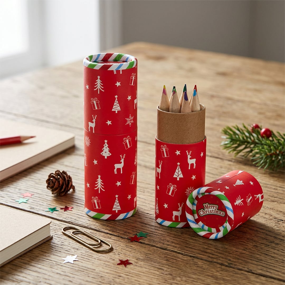 Christmas Mini Colouring Pencils Pot 9cm View 2
