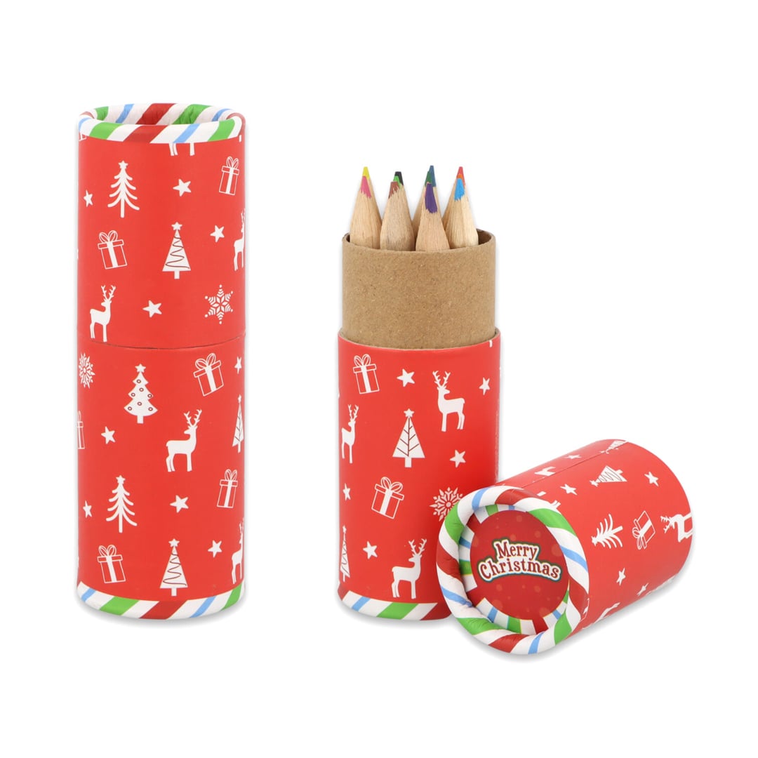 Christmas Mini Colouring Pencils Pot 9cm