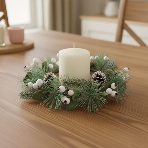 Christmas Mistletoe with Pine Cones Wreath Festive Hanging Ornament Decoration 25cm