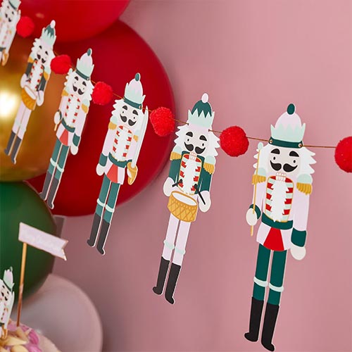 Christmas Nutcracker Pom Pom Paper Garland Decoration 2m Product Gallery Image