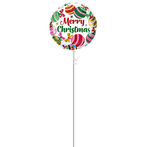 Christmas Ornaments & Stars Round Foil Helium Balloon - Inflated Balloon in a Box