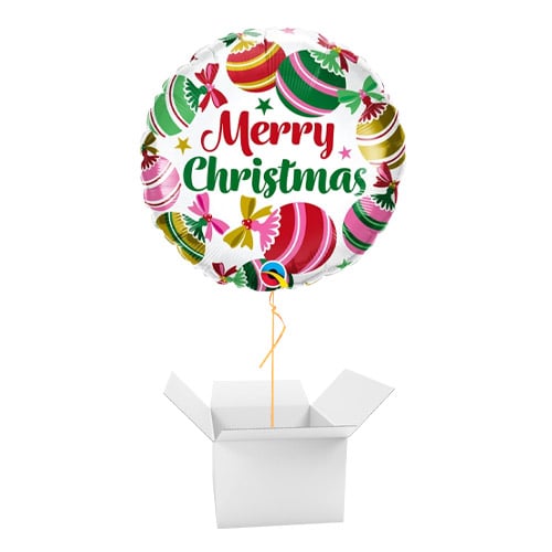 Christmas Ornaments & Stars Round Foil Helium Balloon - Inflated Balloon in a Box Product Gallery Image