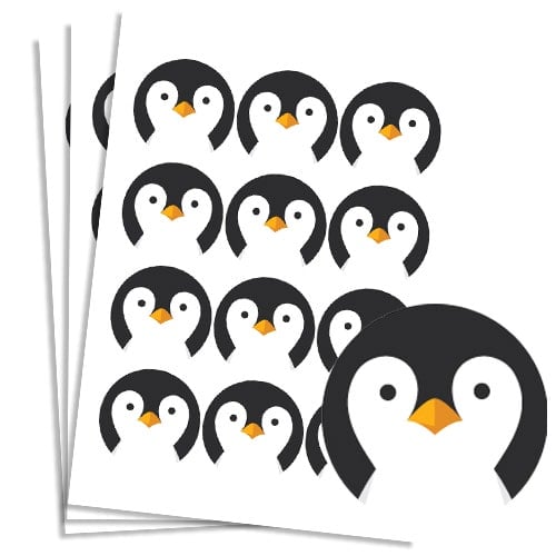 Christmas Penguin Round Stickers 60mm - Sheet of 12 Product Gallery Image