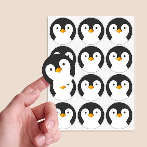 Christmas Penguin Round Stickers 60mm - Sheet of 12 Product Gallery Image