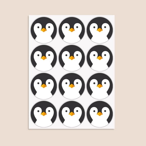 Christmas Penguin Round Stickers 60mm - Sheet of 12 Product Gallery Image