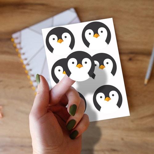 Christmas Penguin Round Stickers 88mm - Sheet of 6 Product Gallery Image