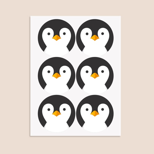 Christmas Penguin Round Stickers 88mm - Sheet of 6 Product Gallery Image