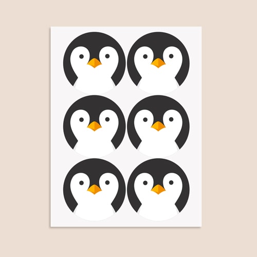 Christmas Penguin Round Stickers 88mm - Sheet of 6 Product Gallery Image