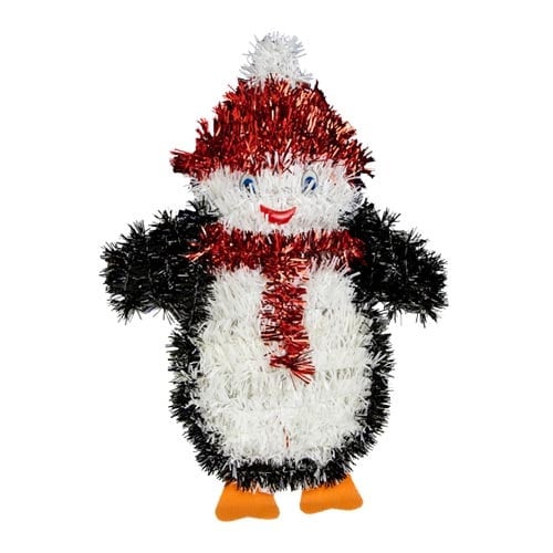 Penguin Christmas Tinsel Plaque Hanging Wall Decoration 34cm Product Gallery Image