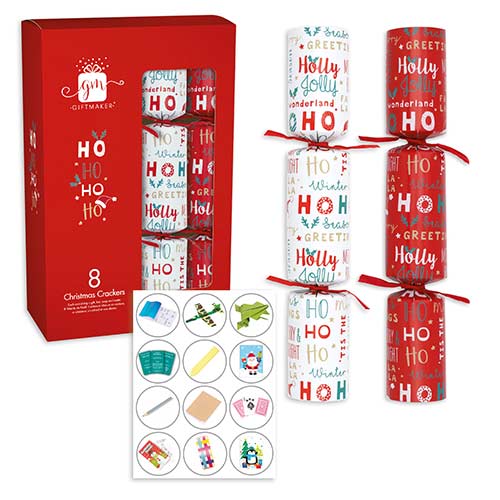 Christmas Phrases Red Crackers 30cm / 12 in - Pack of 8 Product Image