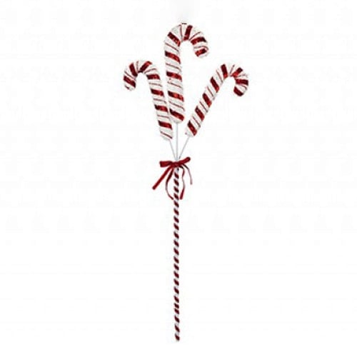 Red & White Glitter Candy Cane Spray Christmas Decoration 61cm Product Image