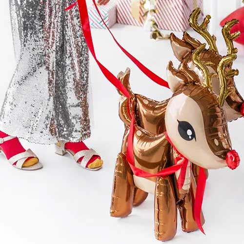 Christmas Reindeer Air Fill Shaped Foil Balloon 62cm / 24.5 in Product Gallery Image