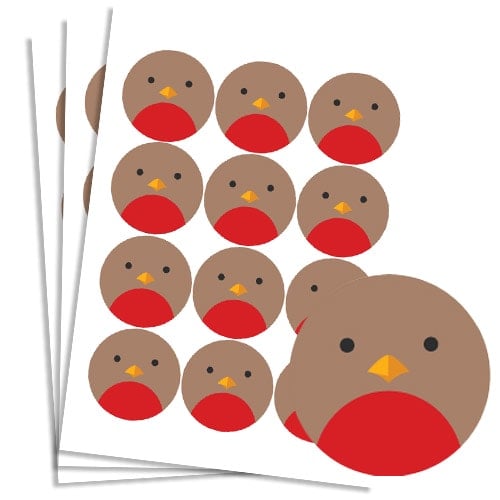 Christmas Robin Round Stickers 60mm - Sheet of 12 Product Gallery Image