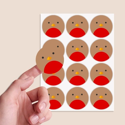 Christmas Robin Round Stickers 60mm - Sheet of 12 Product Gallery Image