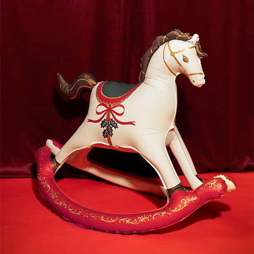 Christmas Rocking Horse Standing Giant Air Fill Foil Balloon 118cm / 46 in Product Gallery Image