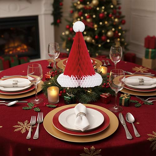 Christmas Santa Hat Paper Honeycomb Table Decoration 30cm