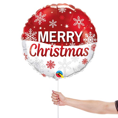 Christmas Snowflakes Red Round Foil Helium Balloon 46cm / 18 in Product Gallery Image