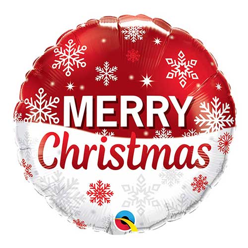 Christmas Snowflakes Red Round Foil Helium Balloon 46cm / 18 in Product Gallery Image