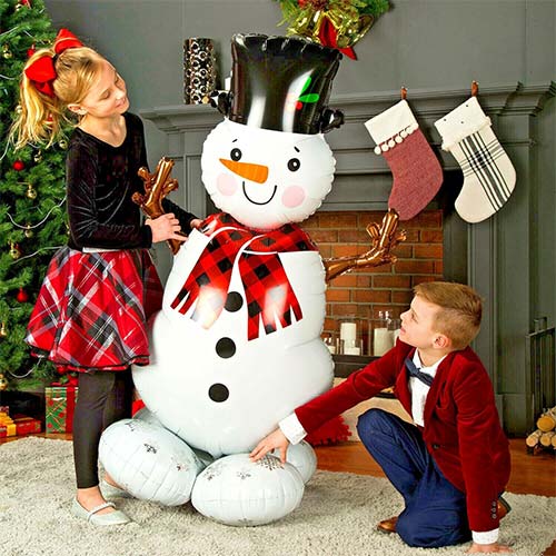 Christmas Snowman Airloonz Air Fill Giant Foil Balloon 139cm / 55 in Product Gallery Image