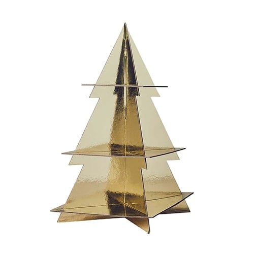 Christmas Tree 3 Tier Gold Foil Cupcake Stand Product Gallery Image