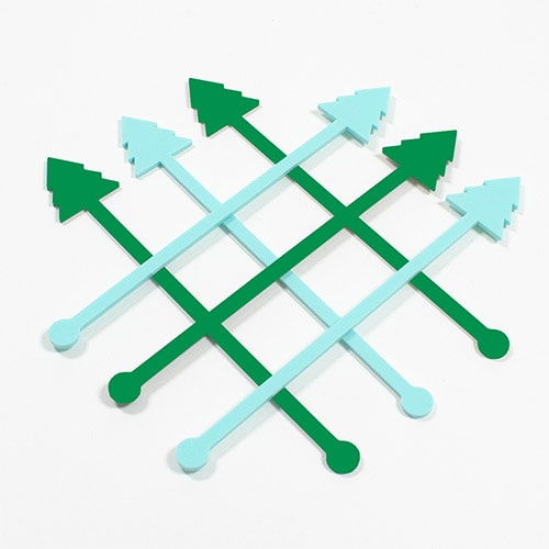 Christmas Tree Green Acrylic Drink Stirrers - Pack of 6 Product Gallery Image