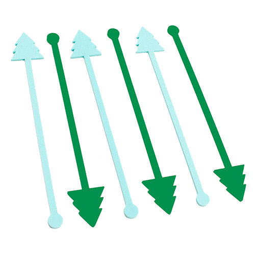 Christmas Tree Green Acrylic Drink Stirrers - Pack of 6 Product Gallery Image