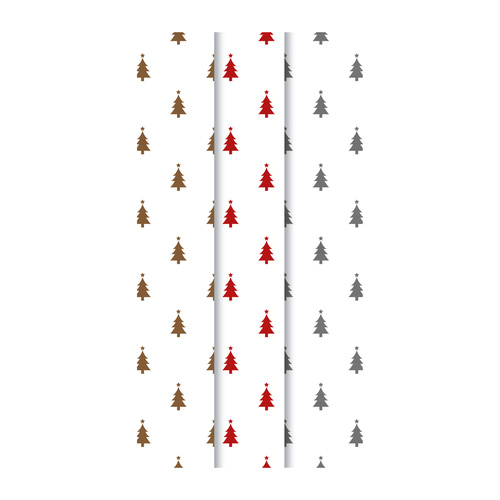 Christmas Tree Foil Print White Tissue Gift Paper - Pack of 9 Product Gallery Image