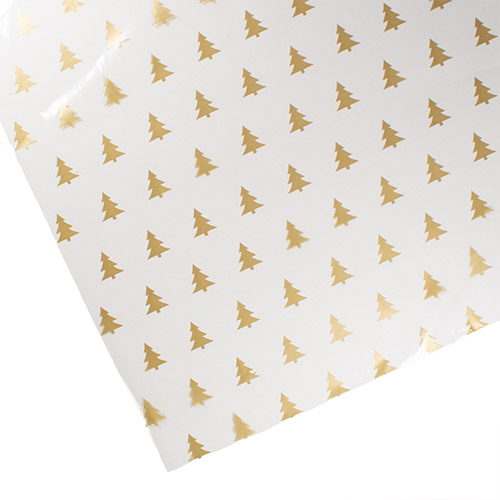 Christmas Tree Gold Print Clear Cellophane Gift Wrapping Roll 2m Product Gallery Image