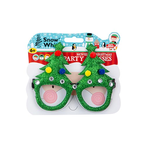 Christmas Trees Novelty Green Glitter Fancy Dress Glasses Product Image