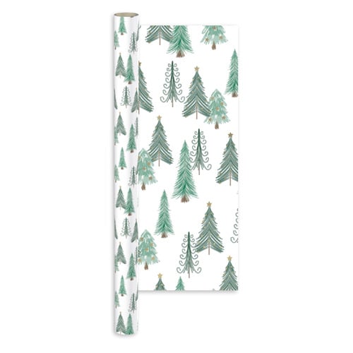 Christmas Trees White Gift Wrapping Paper Roll 4m Product Image