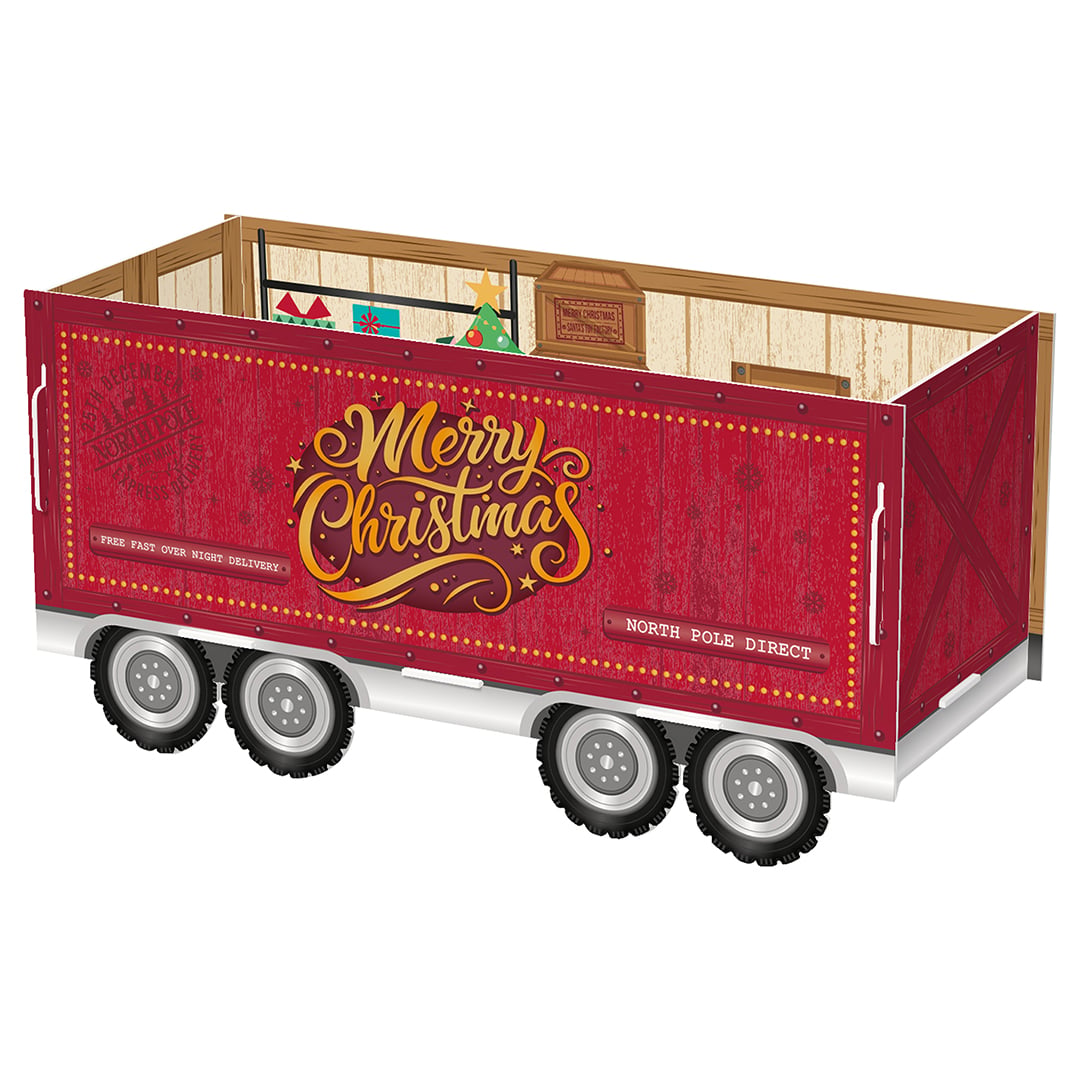 Christmas Truck Present Cardboard Gift Holder 82cm Product Gallery Image