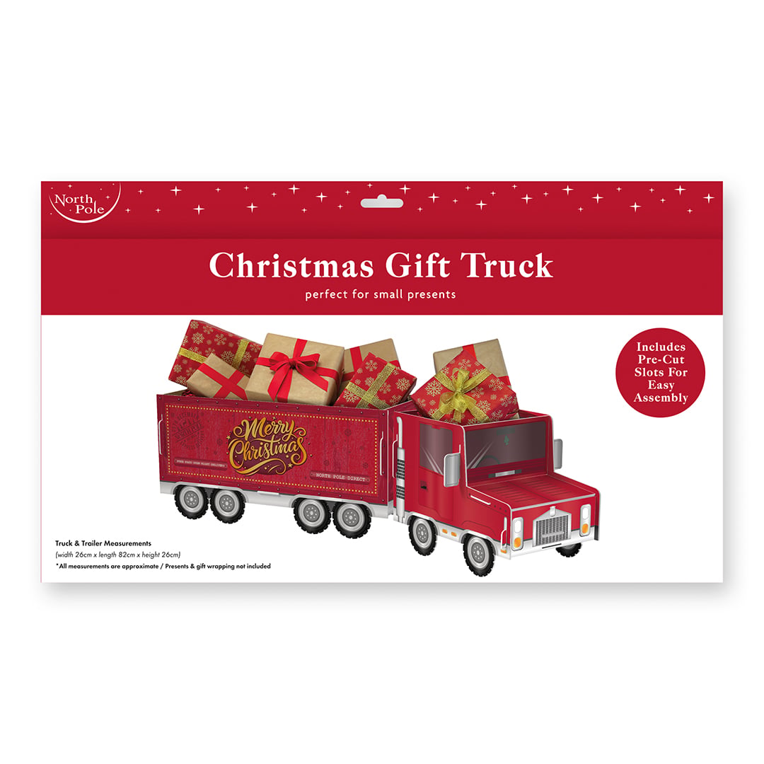 Christmas Truck Present Cardboard Gift Holder 82cm Product Gallery Image
