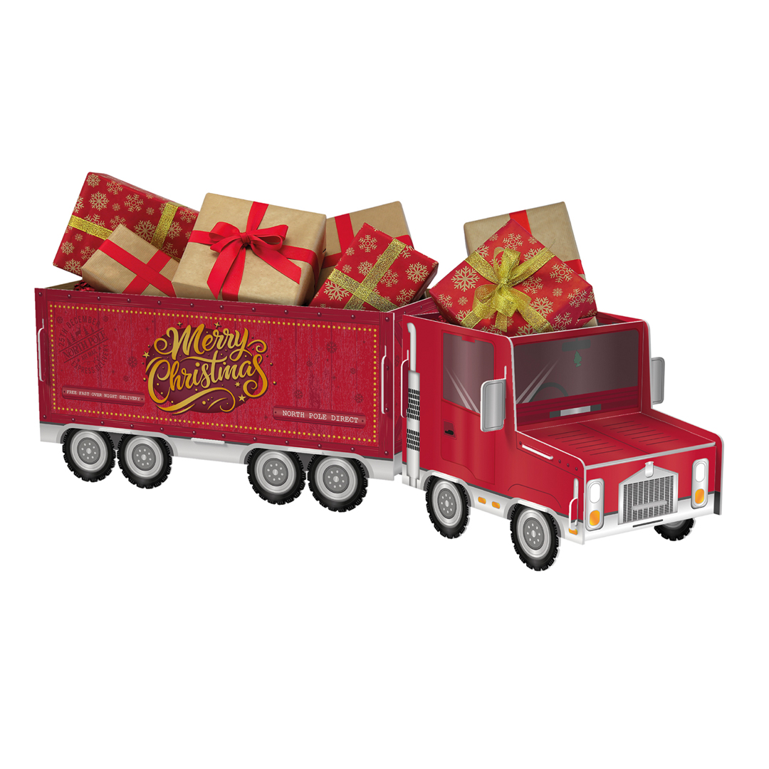 Christmas Truck Present Cardboard Gift Holder 82cm View 2