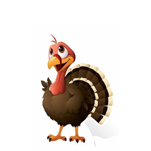 Cartoon Turkey Christmas Star Mini Cardboard Cutout 88cm