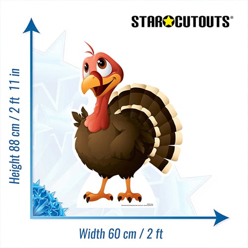 Cartoon Turkey Christmas Star Mini Cardboard Cutout 88cm Product Gallery Image