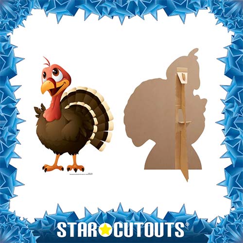 Cartoon Turkey Christmas Star Mini Cardboard Cutout 88cm Product Gallery Image