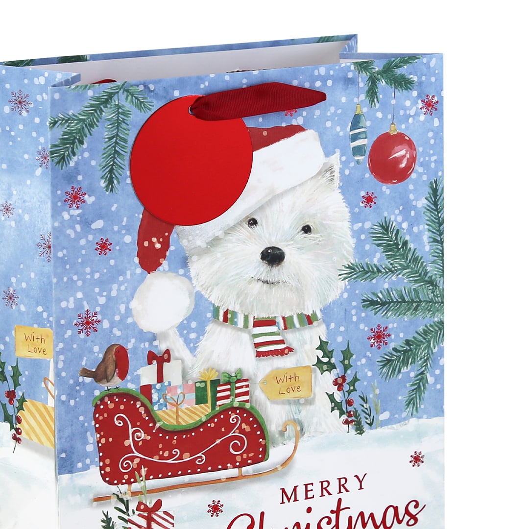 Christmas Westie Dog Large Kraft Gift Bag 33cm Product Gallery Image