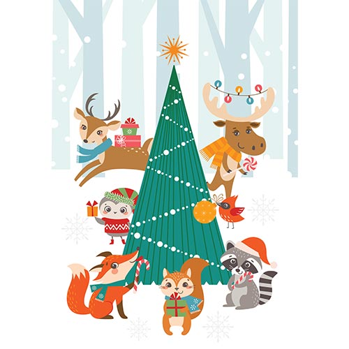 Christmas Woodland Animals Poster PVC Party Sign Decoration Product Gallery Image