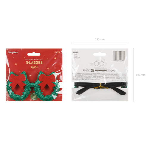 Christmas Wreath Glitter Fancy Dress Glasses Product Gallery Image